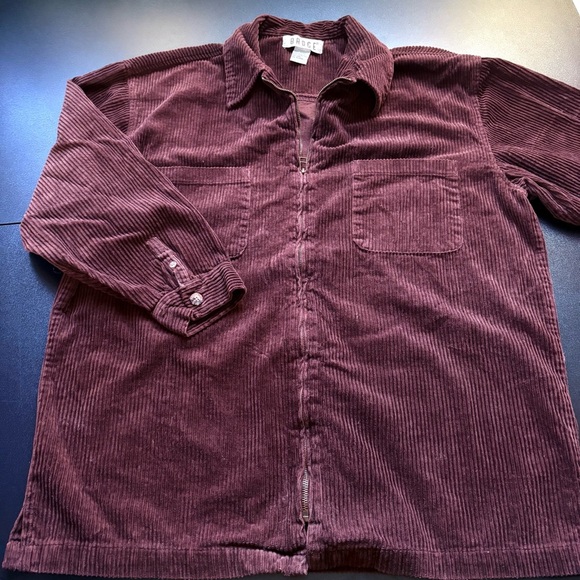 oversized boxy‎ shaket zip front brown corduroy 100% cotton unisex medium - Picture 4 of 9